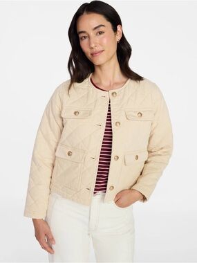 Quilted Crewneck Jacket - Cream